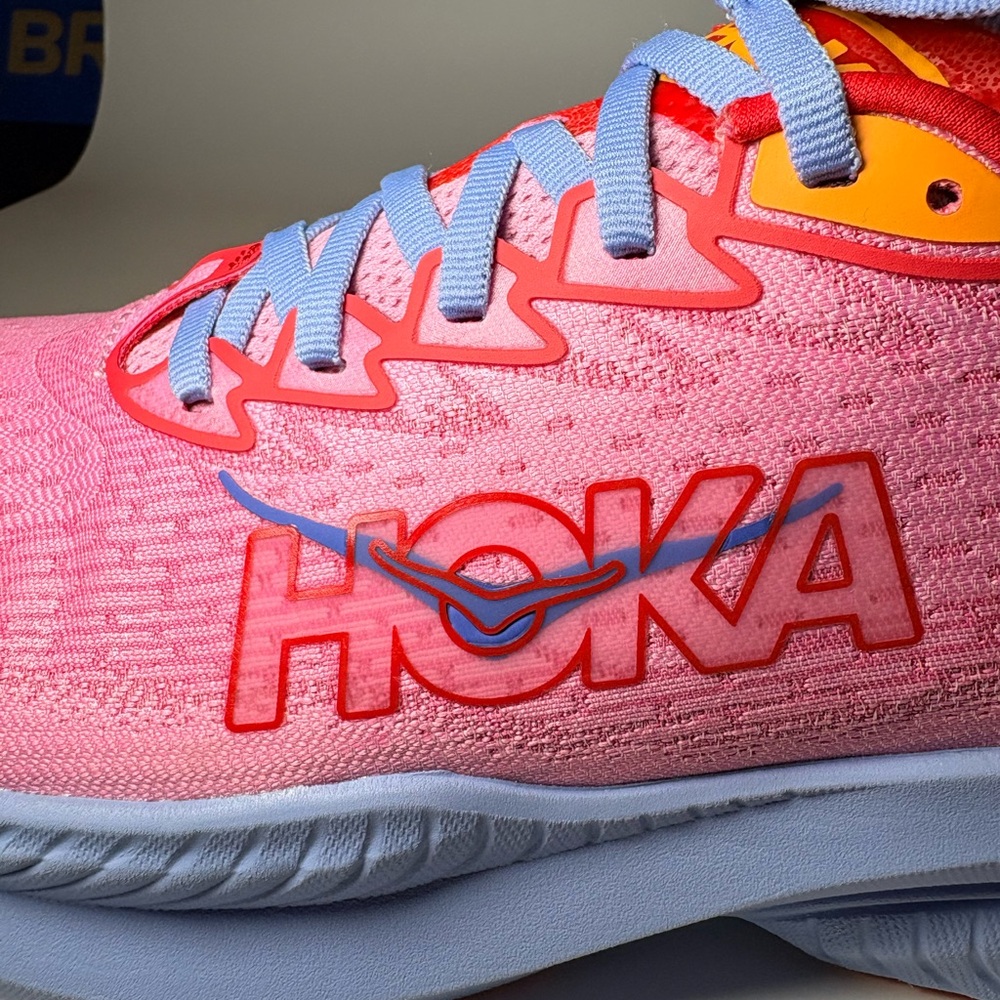 Brand New in box HOKA Mach6 Pink & Blue Running Shoe. Youth size 6.5. 🔥🔥🔥 - Picture 12 of 14